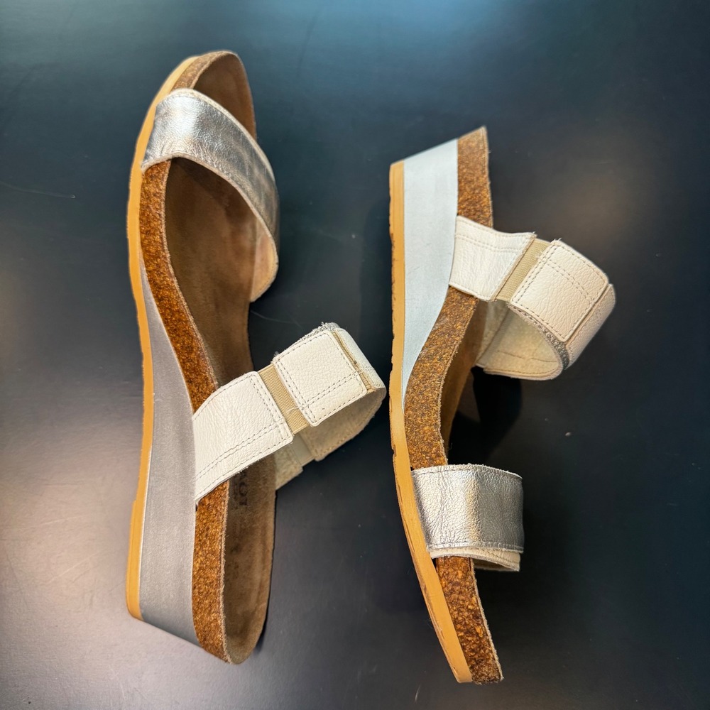 Naot Women 11 EU 42 Silver White Leather Wedge Slide Sandals Comfort L11 Israel - Picture 5 of 12
